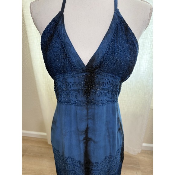 Fashion Terminal Dress Halter Smocked Boho Fairy Festival Embroidered Beachy SM - Picture 2 of 16